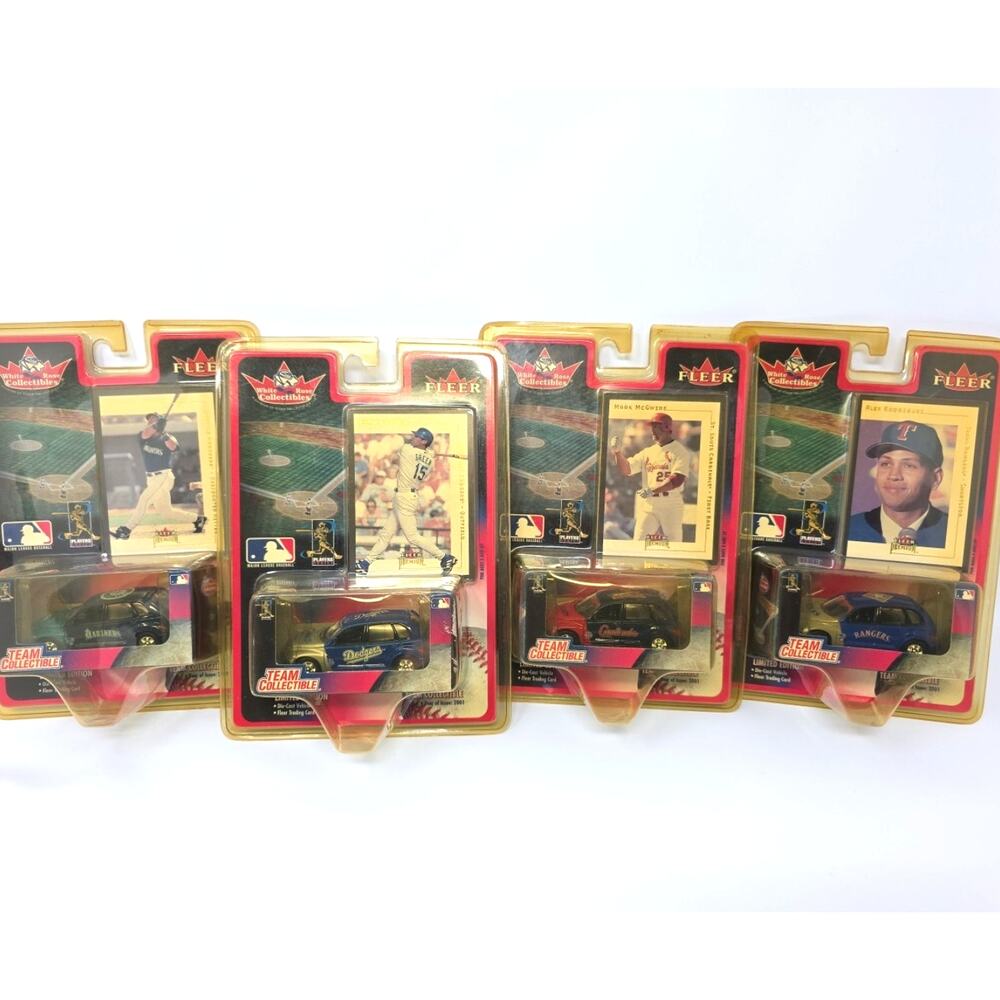 Lot 4 Fleer White Rose MLB Team Collectible Diecast Cars Sealed A-Rod McGwire